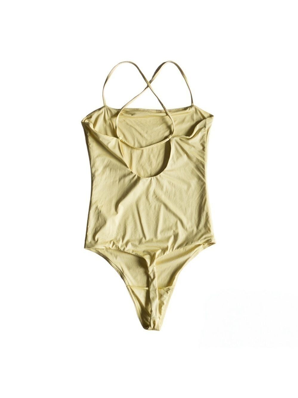 Wilfred Naidoo Criss bodysuit Spaghetti Strap Criss Cross Yellow Womens Small - Picture 2 of 16